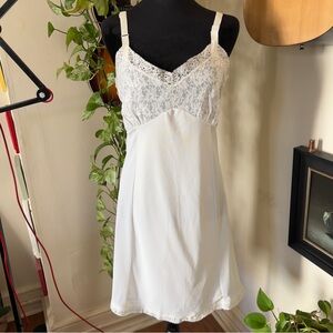 Vintage 70s 80s Philmaid White Lacey Slip - Size 38